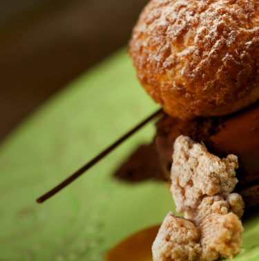 Pastries on a green background. 